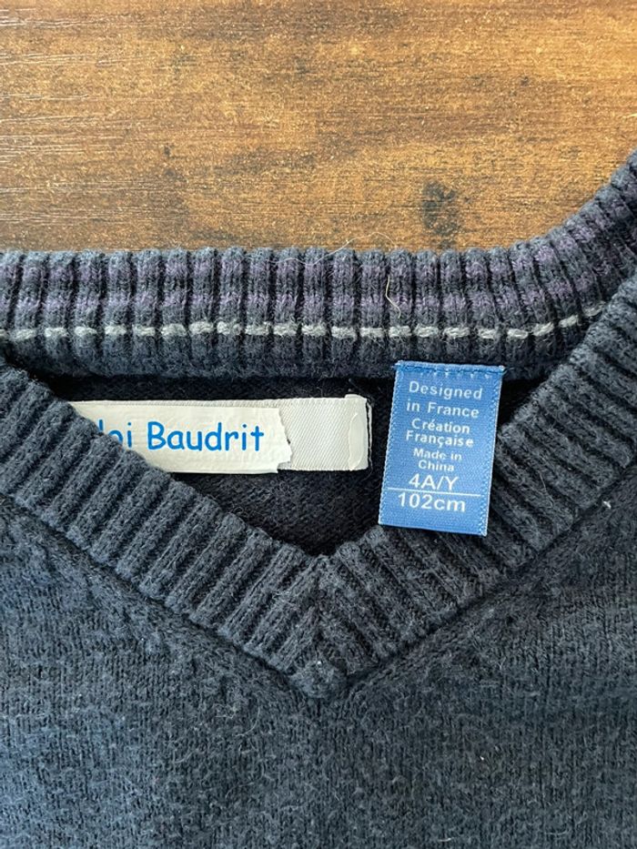 Pull bleu nuit col V - photo numéro 2