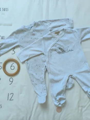 Lot de 2 pyjamas, mixte, 6 mois