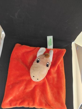 cheval ane marron orange p'tit bidou doudou plat mouchoir  #geektradedoudou
