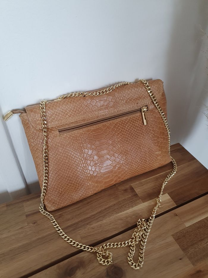 Sac en cuir Abeille beige et doré - photo numéro 3