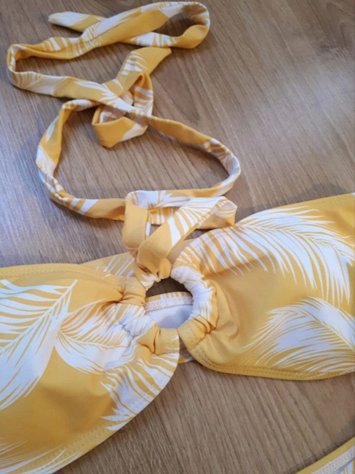 Maillot de bain 2 pièces jaune imprimé palmier 40 - photo numéro 2