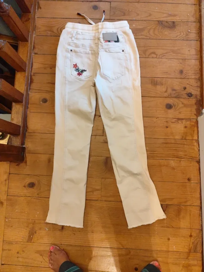 Jean crème Desigual style jogging taille élastique XS - photo numéro 3