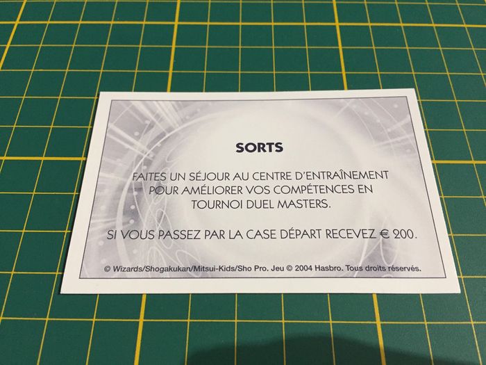 Carte sorts Faites un séjour au centre d'entrainement Monopoly Duel Masters Hasbro Parker #A64