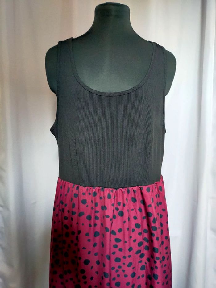 Robe bicolore – haut noir côtelé & jupe rose à pois – Shein Curve – T. 1XL - photo numéro 5