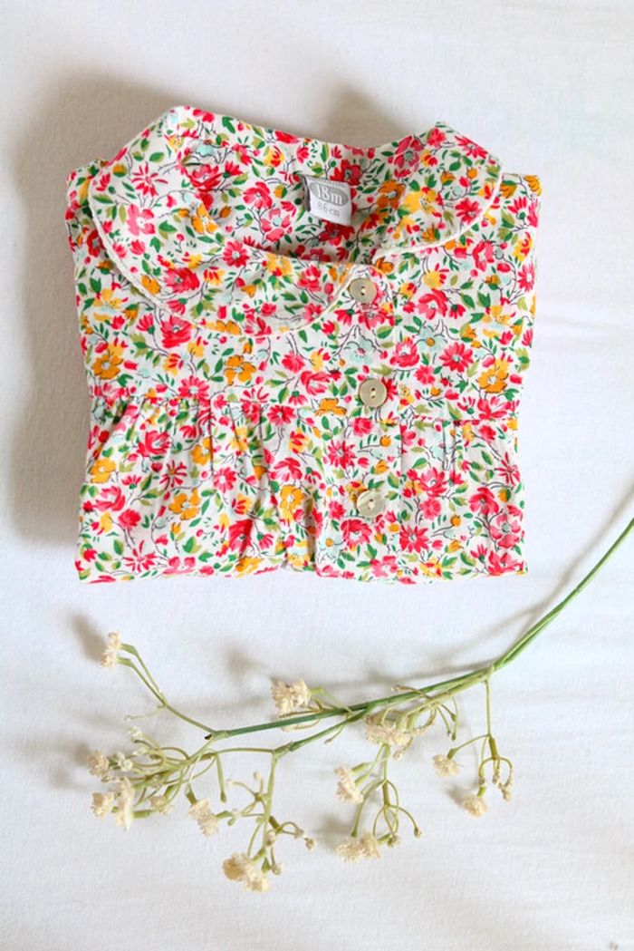 Blouse col Claudine Liberty rouge, Dadati, 18 mois