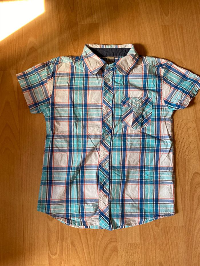 Belle chemise MC à carreaux bleus et blancs Tape à l’œil T. 8 ans/128 cm garçon TBE