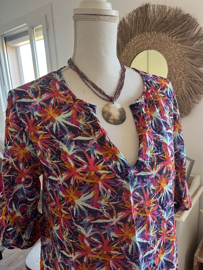 Robe de plage chic imprimée légère en coton taille 2 (38/40) - photo numéro 2