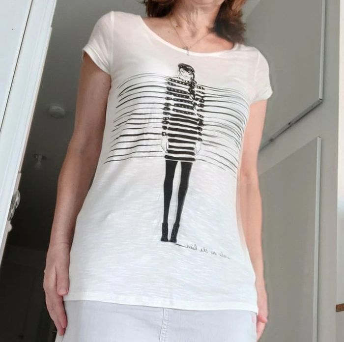 T-shirt blanc camaïeu taille 38 - photo numéro 2