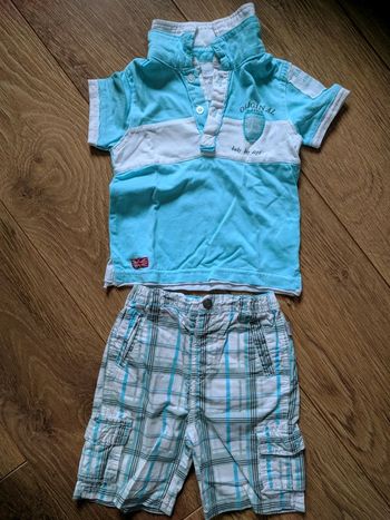 Ensemble bermuda + polo turquoise Orchestra - 18 mois