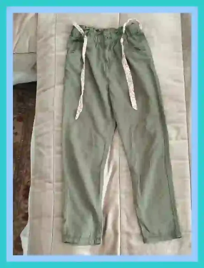 Pantalon twell Vertbaudet fille 10 ans vert militaire  7522818223 - photo numéro 8