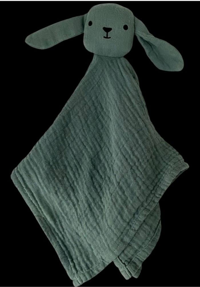 ❤️  Doudou Plat Mouchoir Carré Lange Lapin Vert Monoprix Monop Bout'chou - photo numéro 2