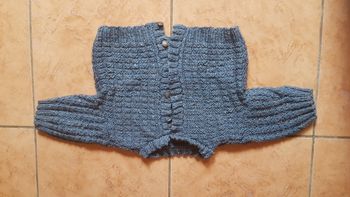 Gilet fait main hiver garçon 2 ans bleu
