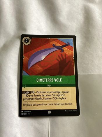 carte disney ravensburger lorcana FR cimeterre volé objet 102/204.FR.1  Non foil première édition