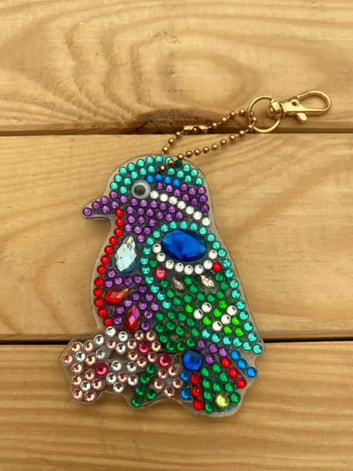 Porte clé recto/verso oiseau 🐦 en Diamond painting