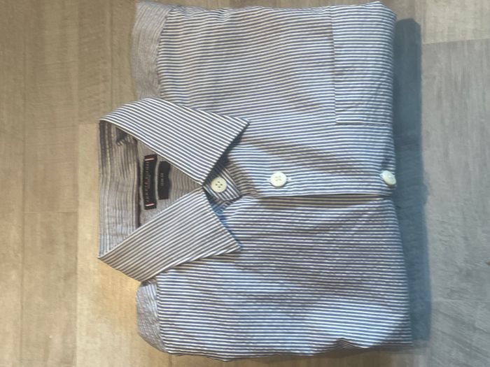 Chemise Tommy Hilfiger rayée bleue Slim Fit taille M - photo numéro 6
