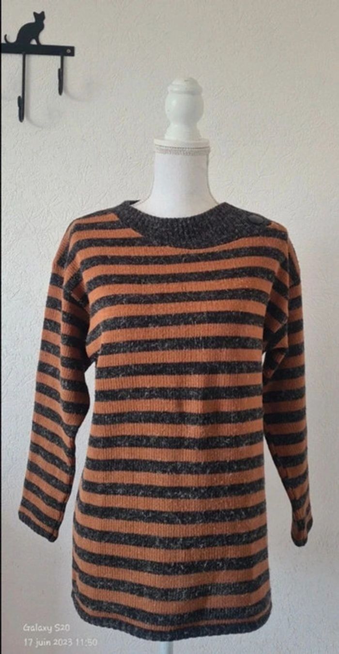 Pull mi long à rayures