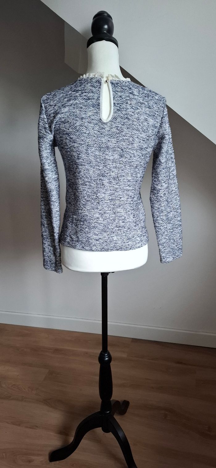 Pull chiné bleu marine et blanc T.38 Naf Naf - photo numéro 4