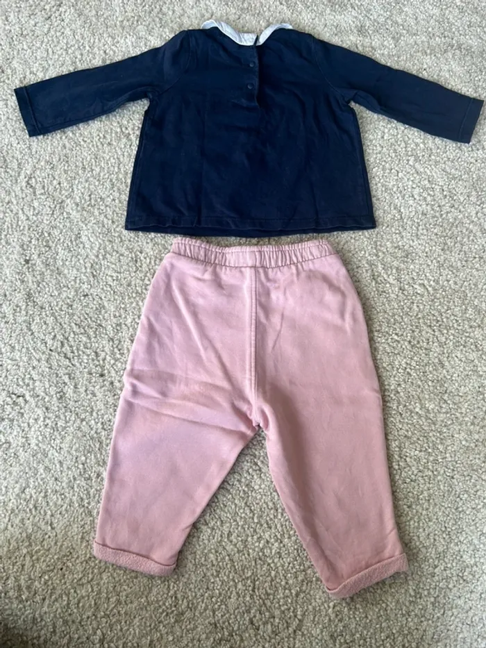 Lot : tenue avec pantalon jogging et haut à manches longues fille - 12 mois - DPAM et Tex - photo numéro 4