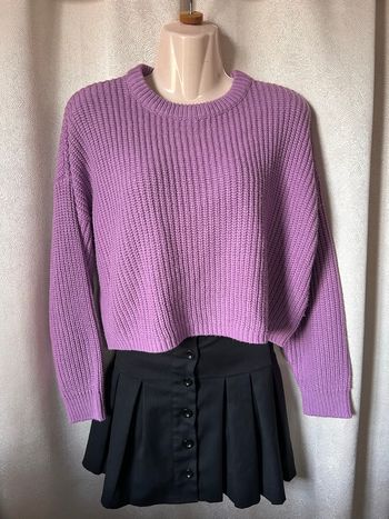 Pull crop lilas mailles anglaises petite taille 