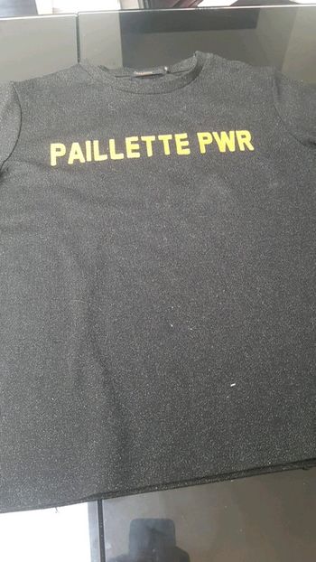 t shirt noir a paillette avec ecriture