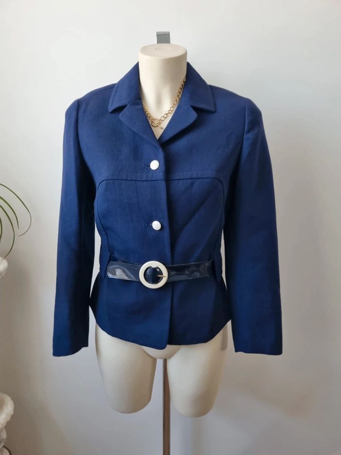 Veste en laine bleu marine annee '70 - photo numéro 12