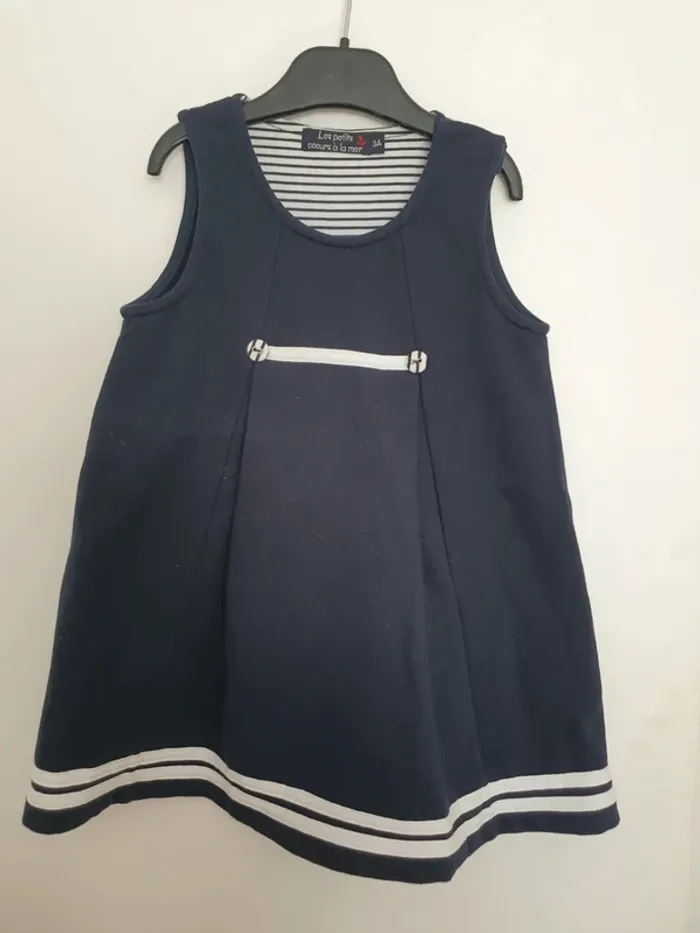 Robe bleu marine les petits cœurs à la mer taille 3 ans fille - photo numéro 2