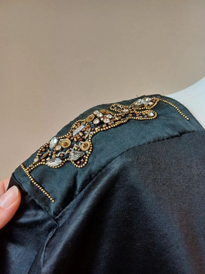 Blouse noire huilée avec perles Ipsos taille S 36 - photo numéro 4
