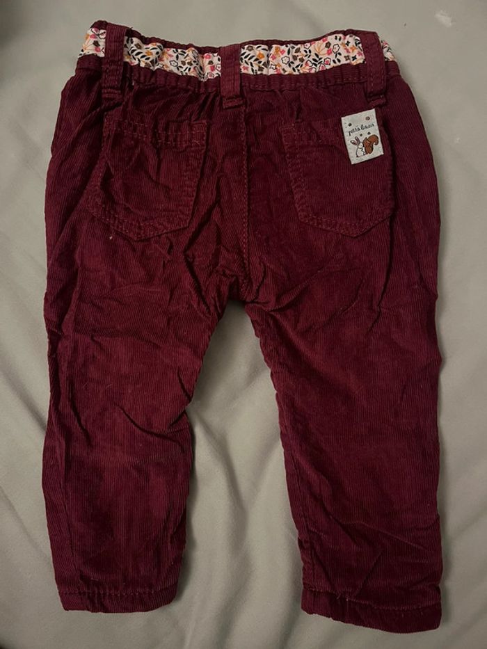 Pantalon fille bordeaux velours - 6 mois - photo numéro 2
