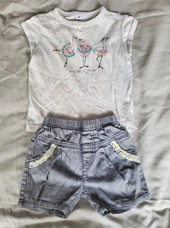 🌴 Ensemble tshirt et short gris fille