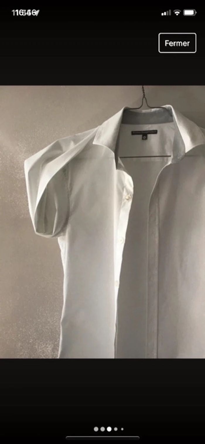 Chemise cintrée blanche détail gris - photo numéro 3