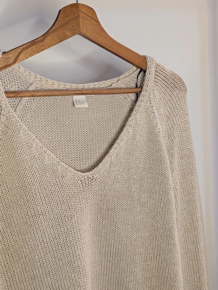 Pull col v beige - photo numéro 2