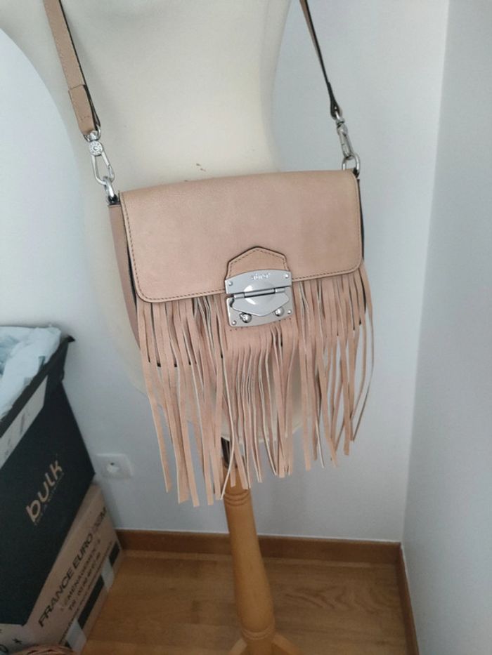 sac chic Abro beige neuf cuir franges - photo numéro 2