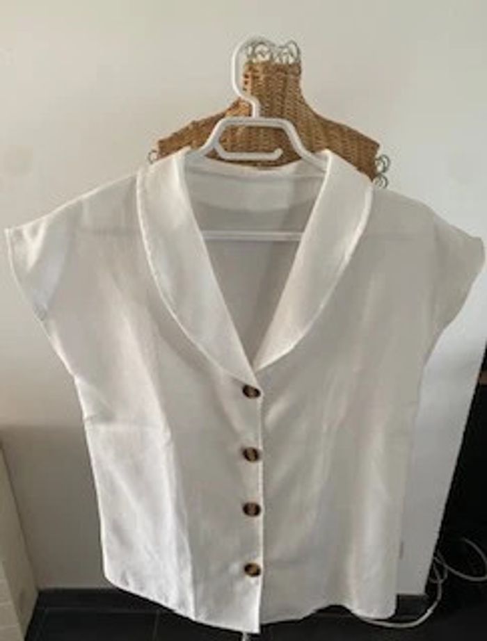 Chemise blouse blanche en lin et coton taille 38 / 40 - photo numéro 15