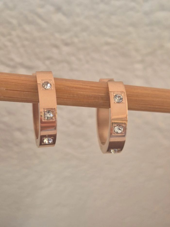 Jolie boucle d'oreilles femme acier brillante