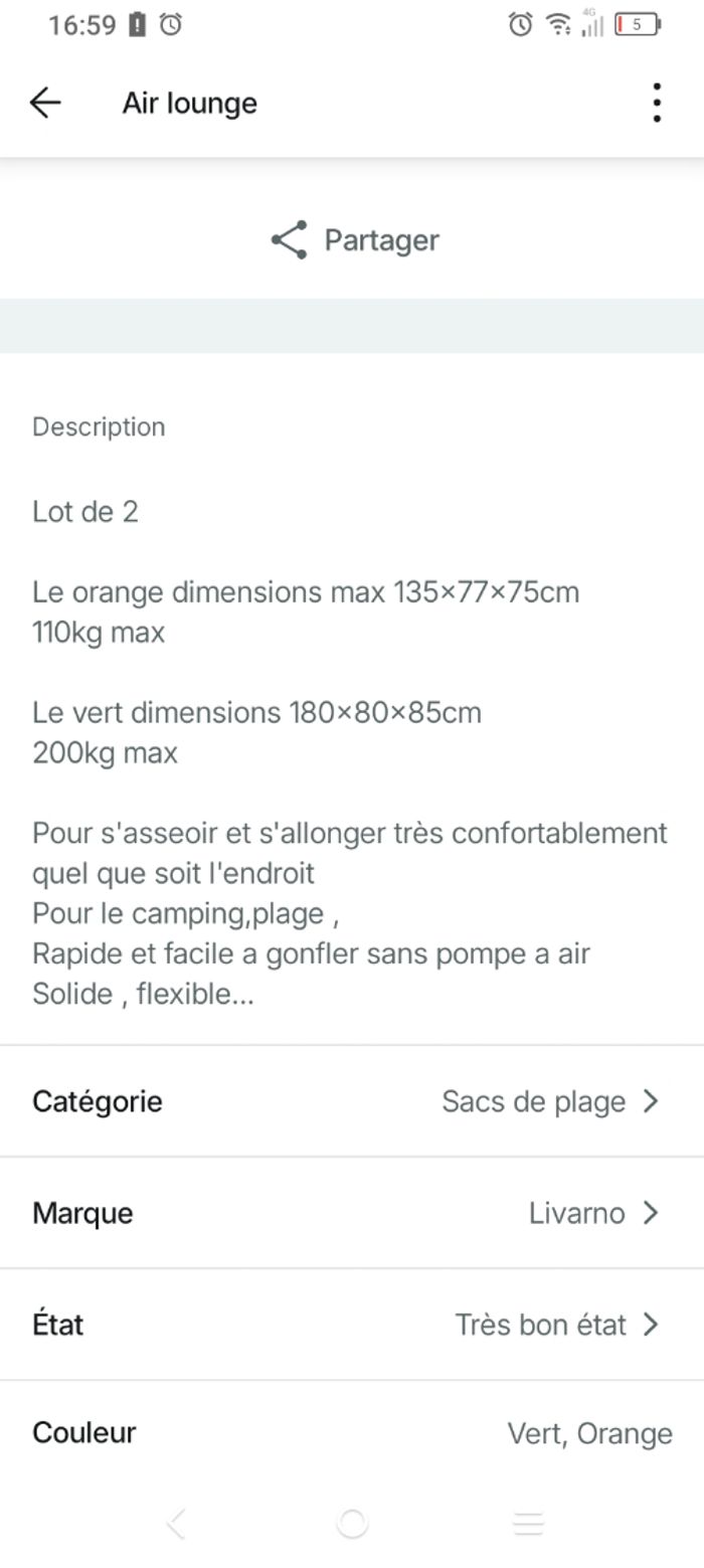 Fauteuil gonflable  de plage - photo numéro 10