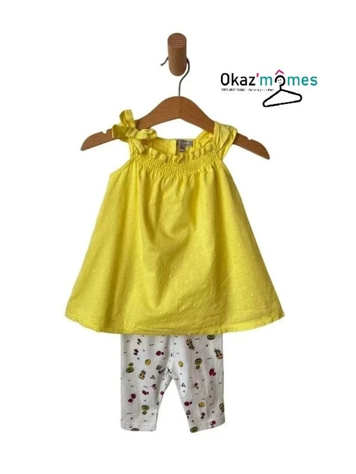 Ensemble d’été robe jaune + legging - Grain de blé 6 mois (68cm)