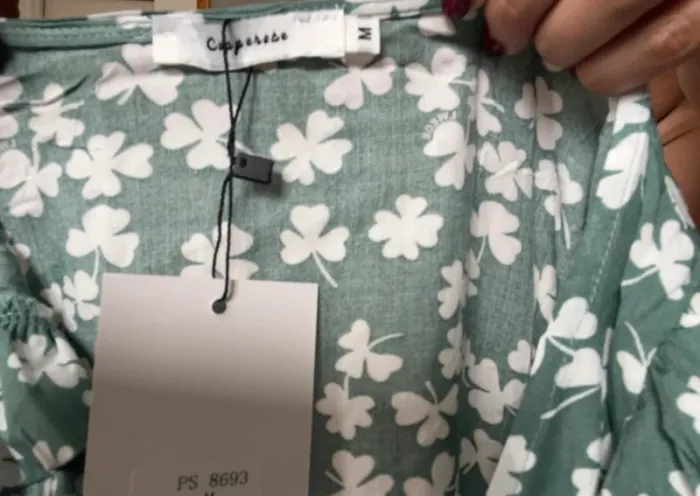 Robe longue asymétrique verte et fleurs sexy - photo numéro 4