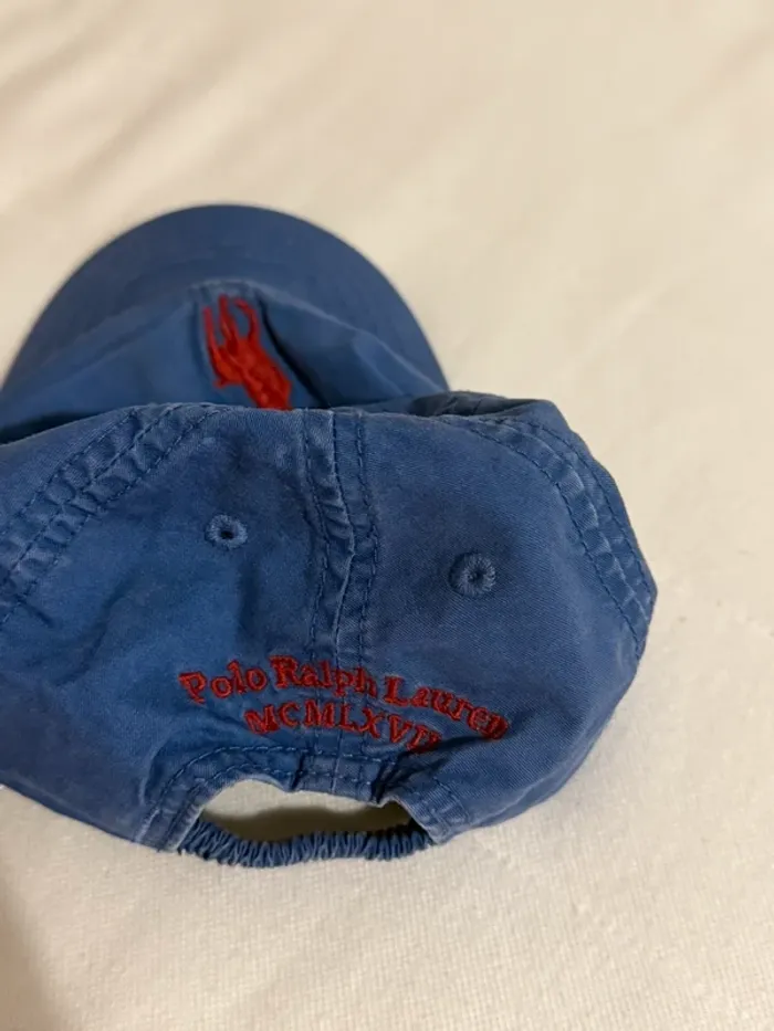 Casquette bébé baby ralph Lauren polo jean bleu rouge 3 baseball chino coton - photo numéro 8