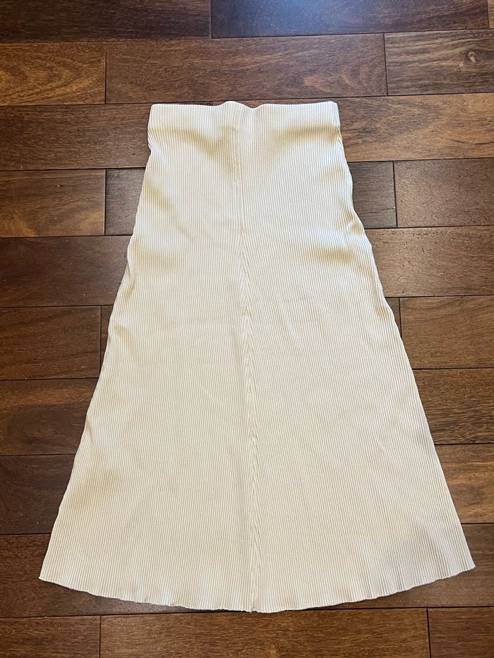 Jupe mi longue côtelé écru beige zara taille S/36 - photo numéro 4