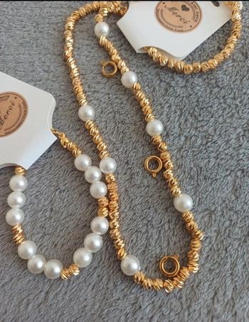 Collier + bracelet dorika ceyrek altin plaquer or 18k