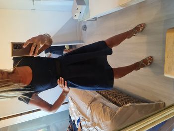 Robe bleue marine ajourée noire Naf Naf Taille 34