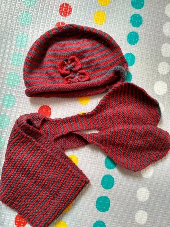 Manteau + bonnet et écharpe fait main 3 ans - photo numéro 2