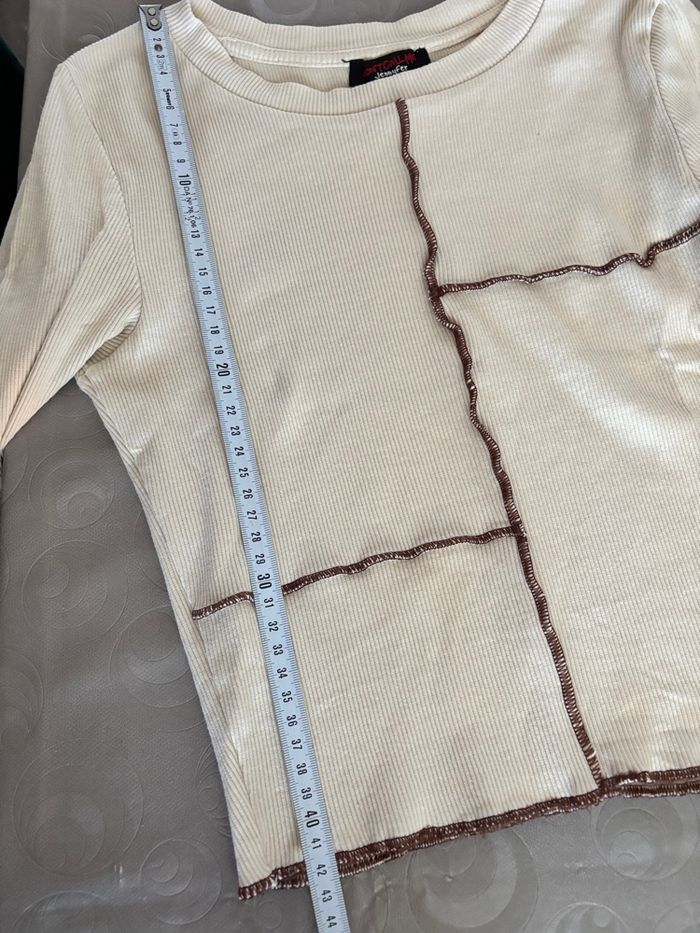Top  manches longues beige taille S tee shirt - photo numéro 2