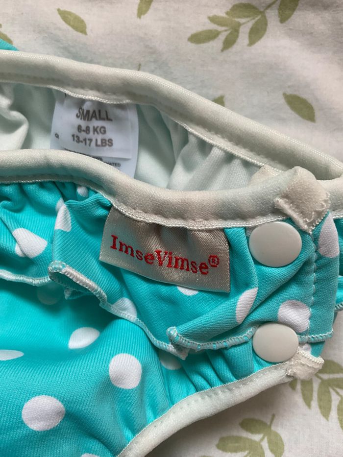 couche de piscine lavable turquoise a pois blanc 6/8 kg environ 6 mois - photo numéro 7