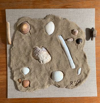 Joli tableau sable et coquillages