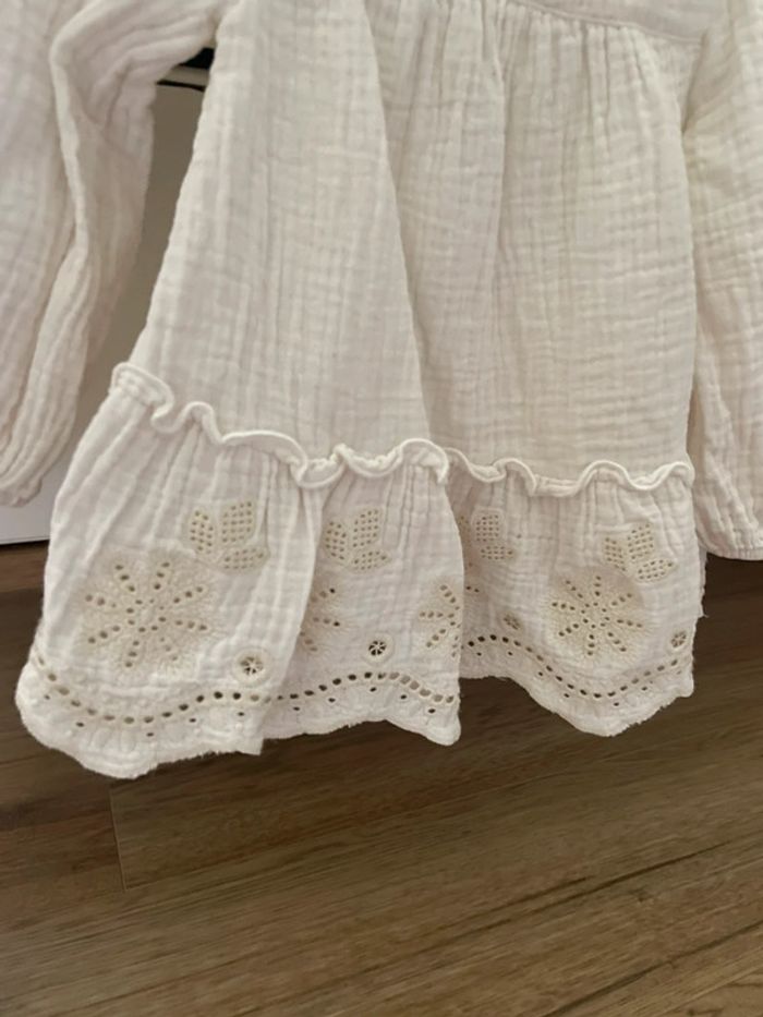 Robe gaze de coton blanche/creme 12 mois - photo numéro 2