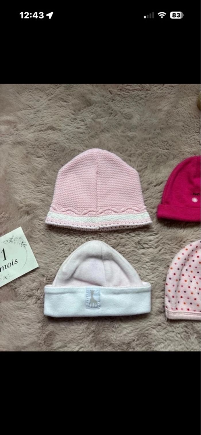 Lot 4 bonnets naissance fille 0 mois – doux & mignons 💖 parfait maternité - photo numéro 2