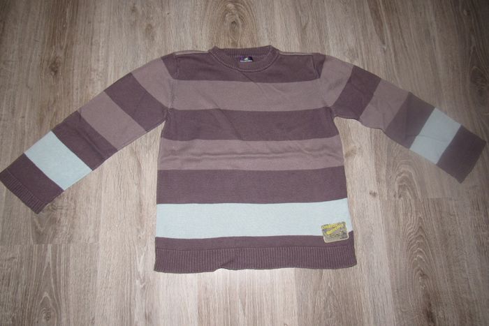 PULL FIN RAYÉ GRIS ET BLEU GARÇON "SERGENT MAJOR" - 8 ANS - n°01