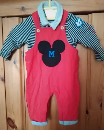 Ensemble salopette + polo Mickey 6 mois