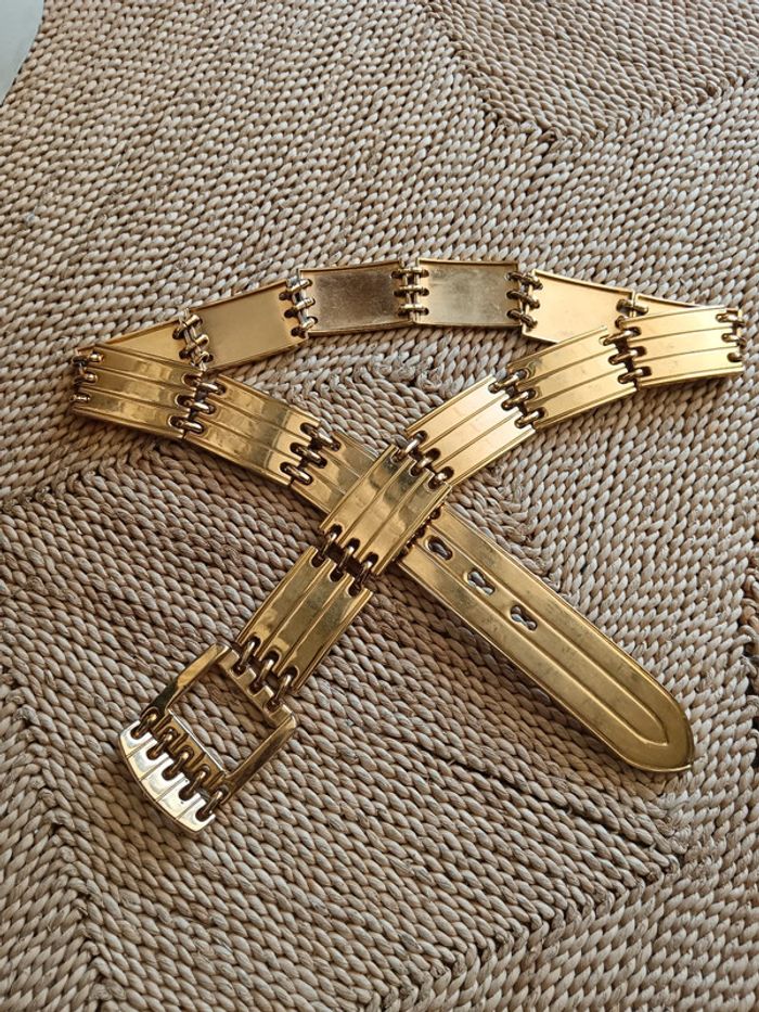 Vintage | Ceinture métal doré articulé | t. 80 - photo numéro 4